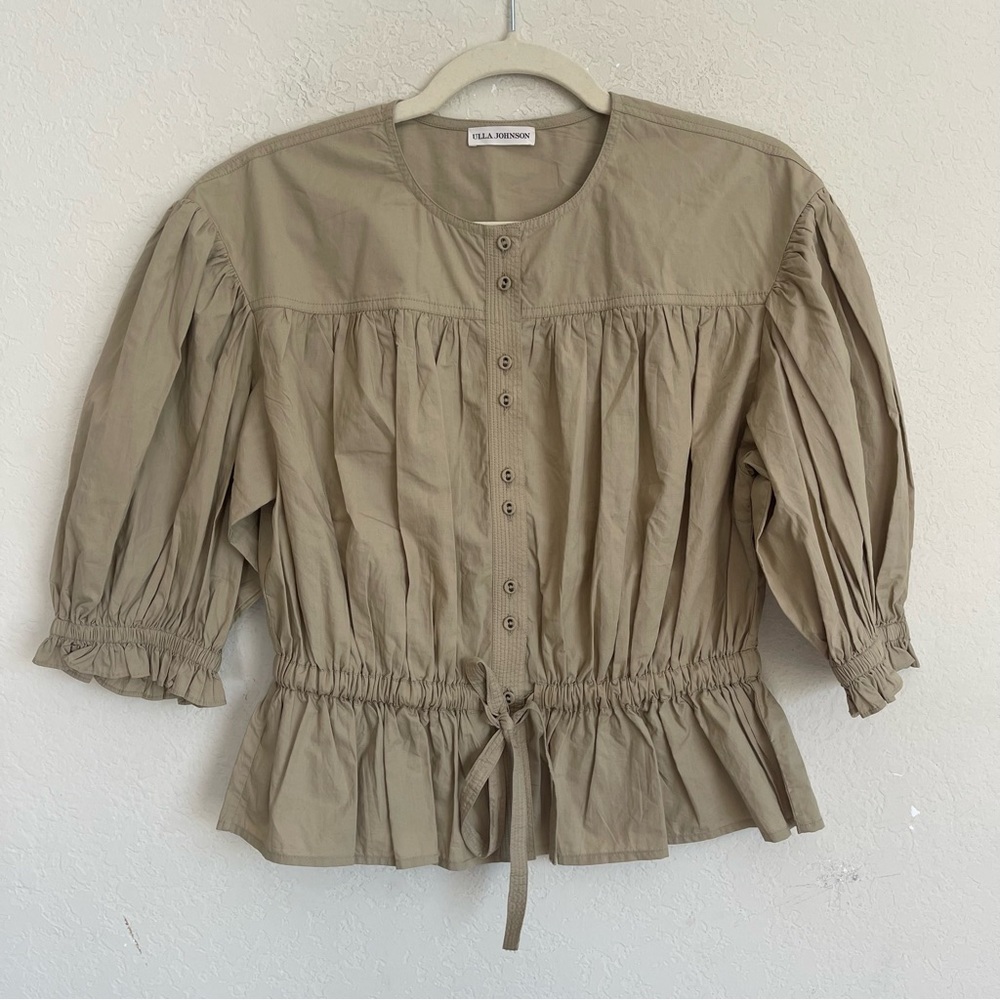 Ulla Johnson Minnie Blouse Dune Beige Puff Sleeve Top - Picture 2 of 6
